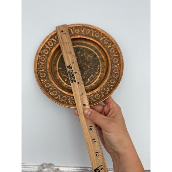 TREE of LIFE Antique Hand Hammered Middle Eastern Copper Tray - Picture 6 of 8
